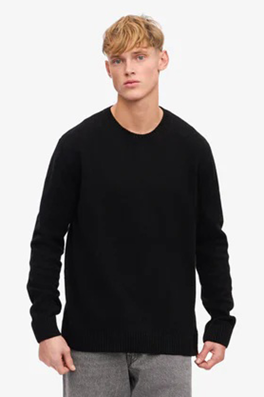 Unisex merinowollen zwarte trui - Afbeelding 2