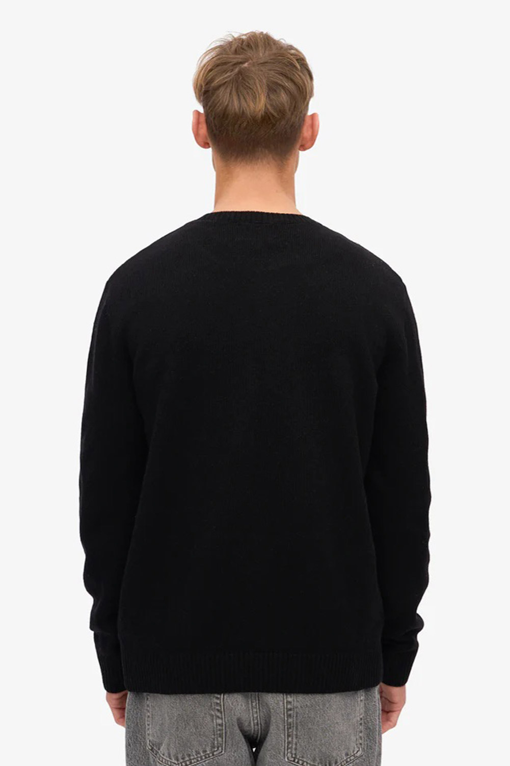 Unisex merinowollen zwarte trui - Afbeelding 3