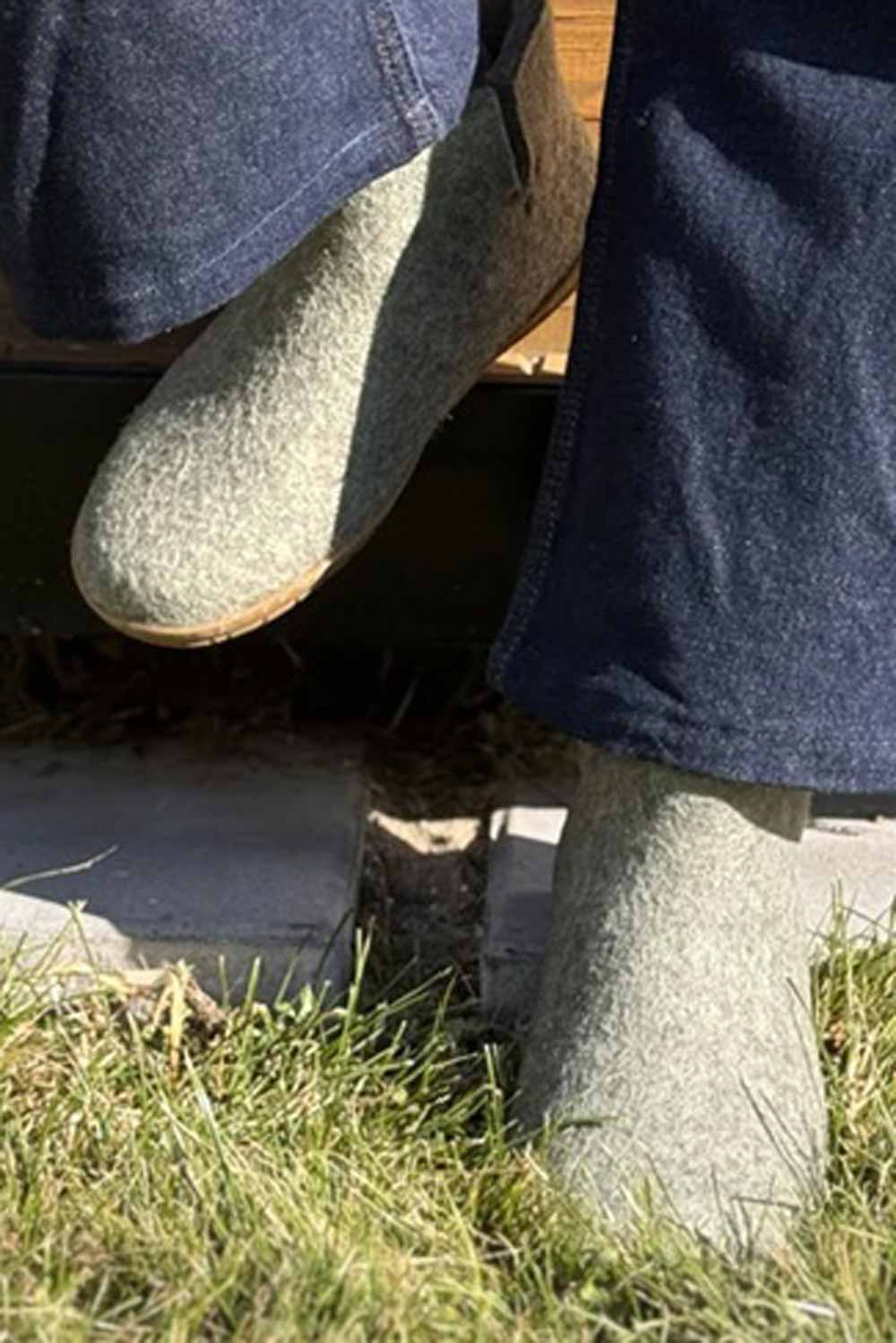 Wollen slof laars - leren zool- lichtgroen - Afbeelding 2