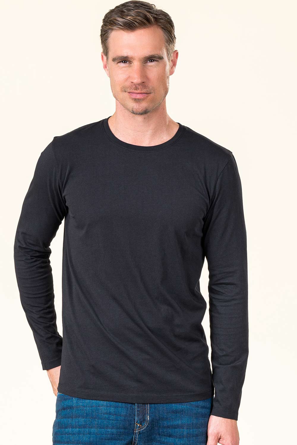 Heren longsleeve biokatoen zwart