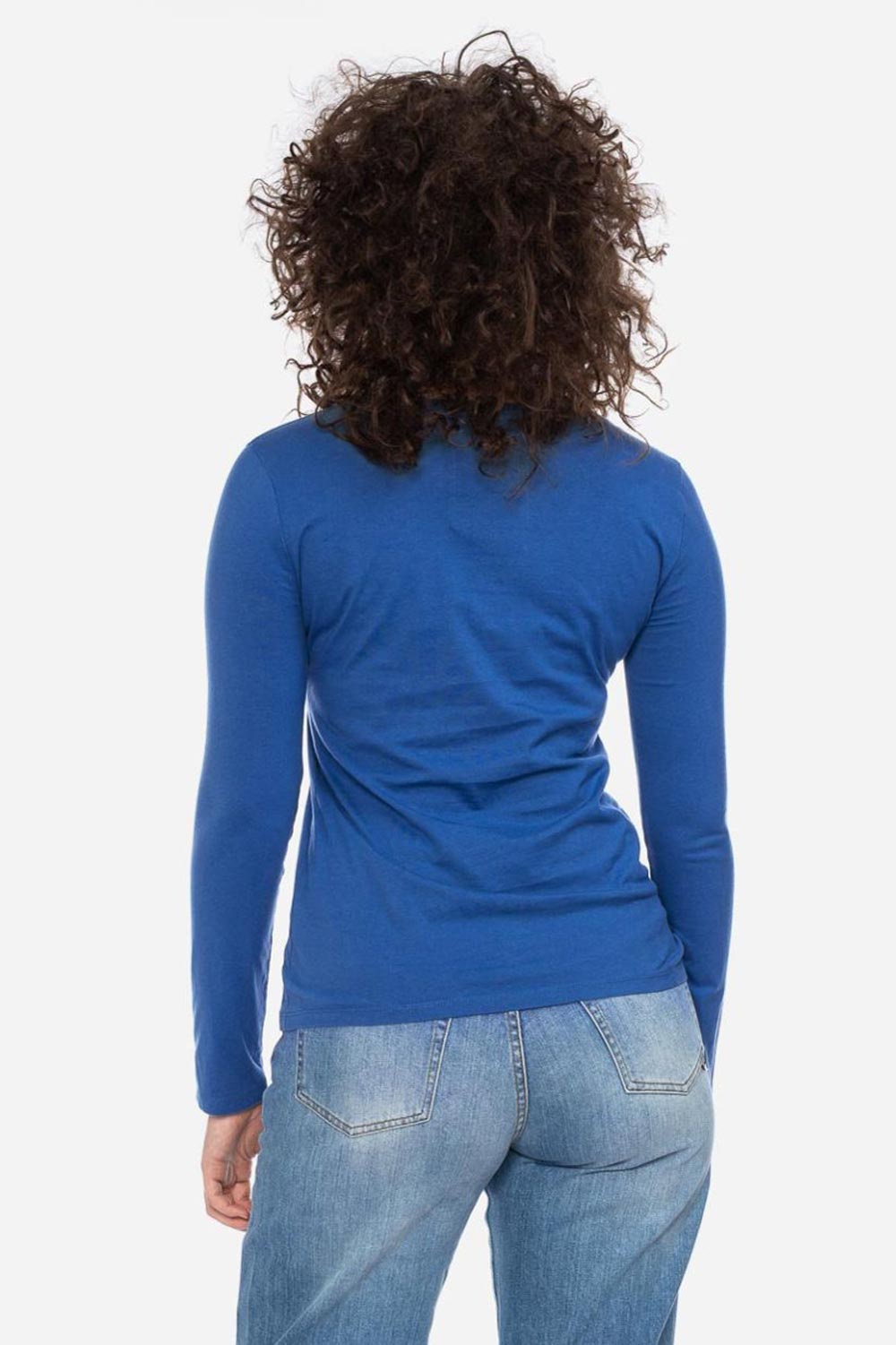 Basic longsleeve ronde hals 100% biokatoen kobaltblauw - Afbeelding 2