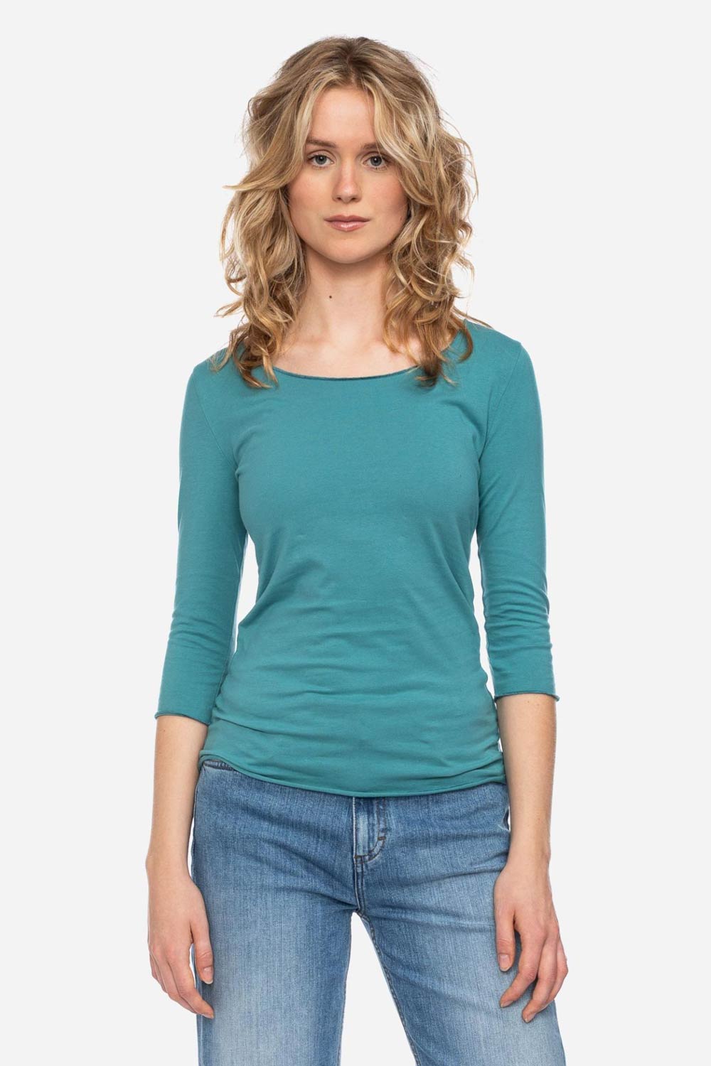 Shirt driekwart mouw 100% biokatoen