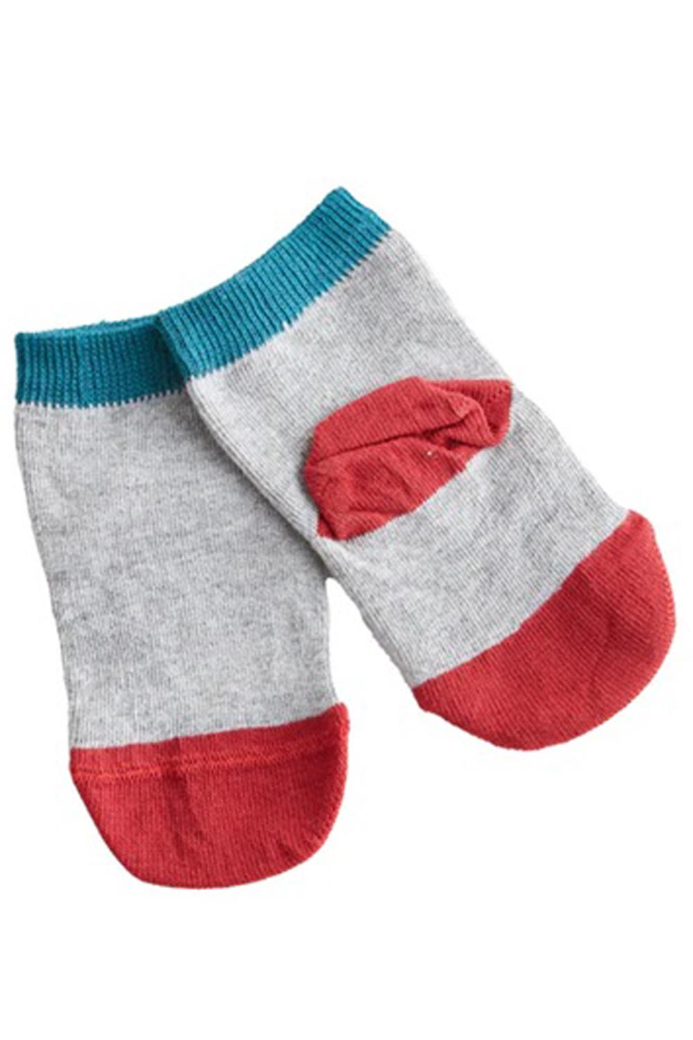 Kindersokken grijs-rood-groen