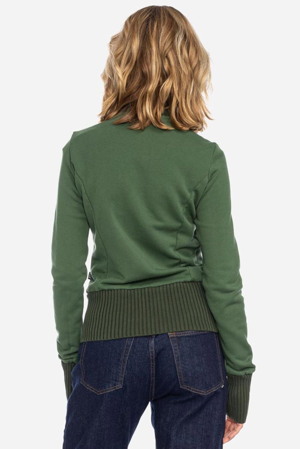 Kort vest met opstaande kraag groen 100% biokatoen - Afbeelding 2
