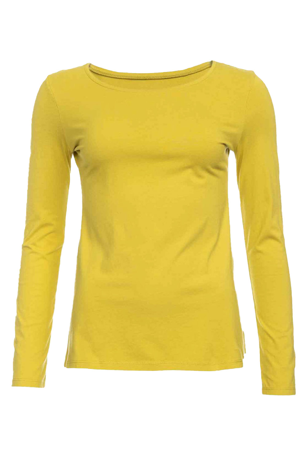 Basic longsleeve ronde hals 100% biokatoen geelgroen