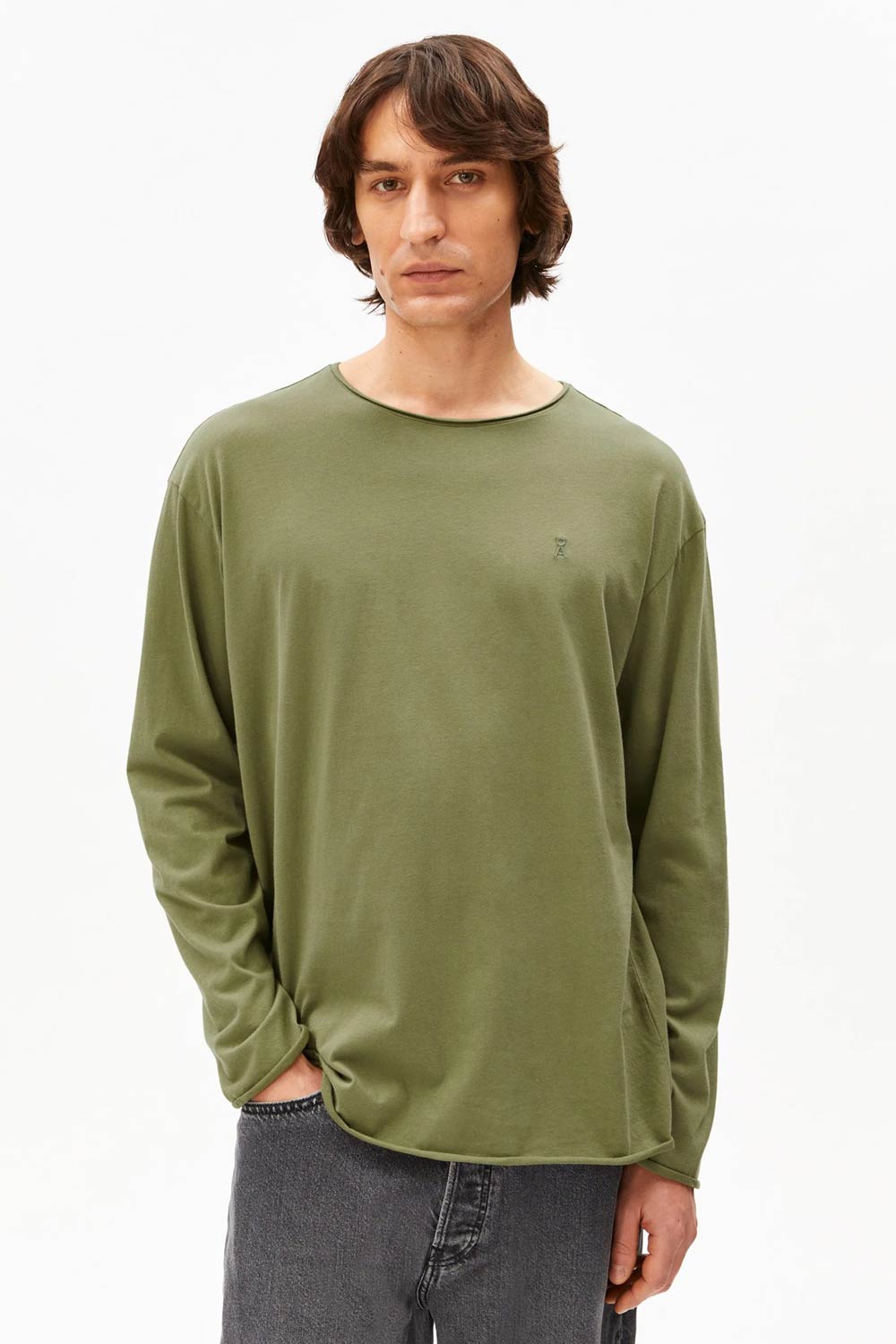 Biokatoenen longsleeve groen - Afbeelding 2