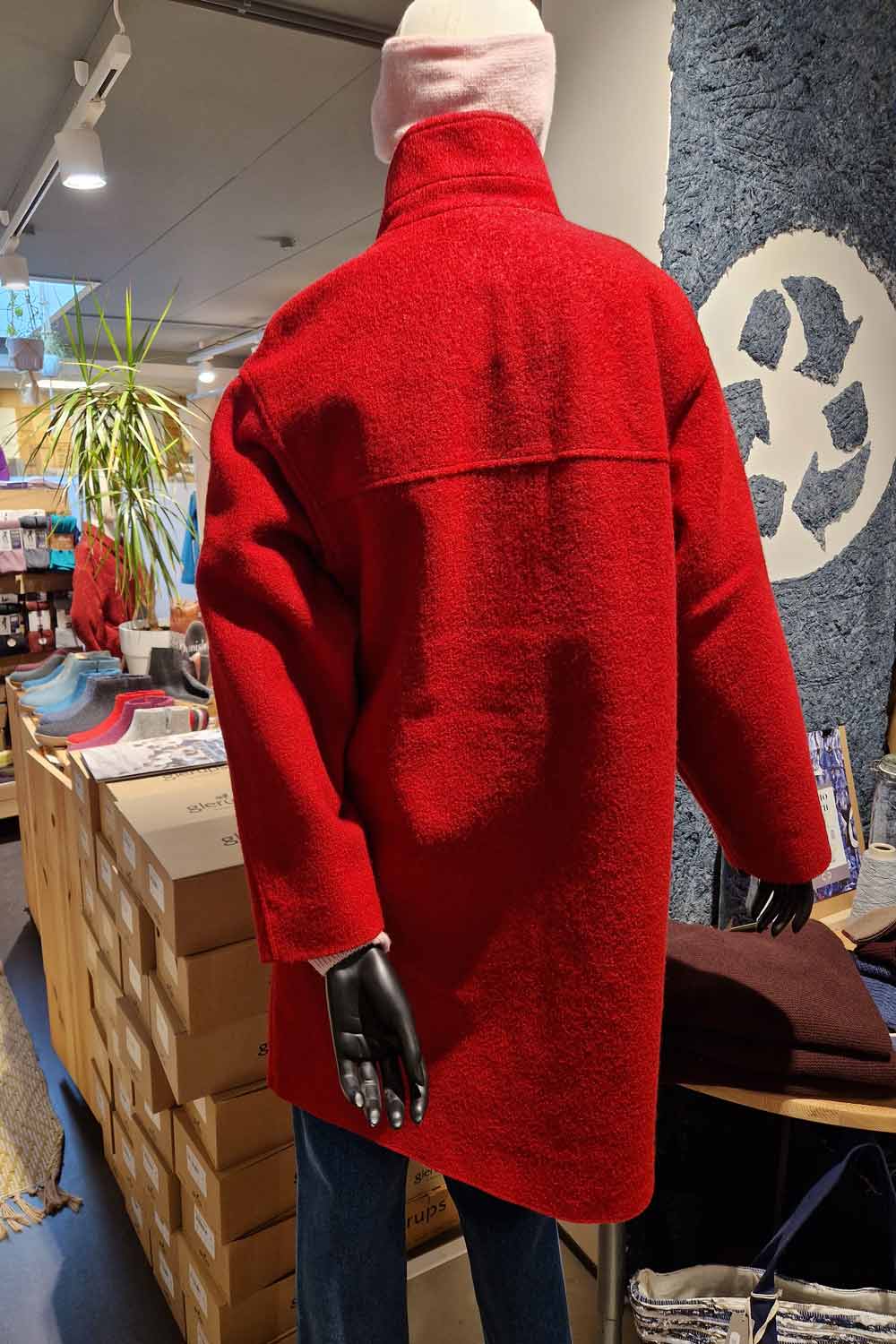 Wollen jas met opstaande kraag - rood - Afbeelding 3