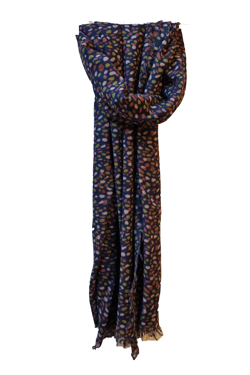 Lange wollen sjaal blauw
