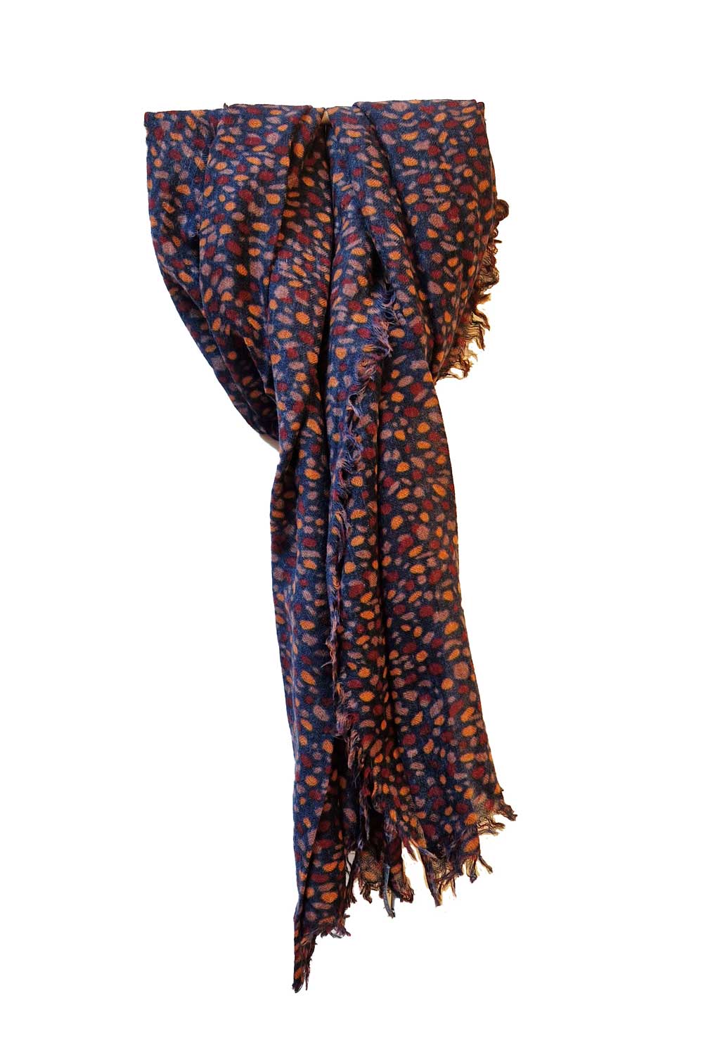 Lange wollen sjaal donkerblauw