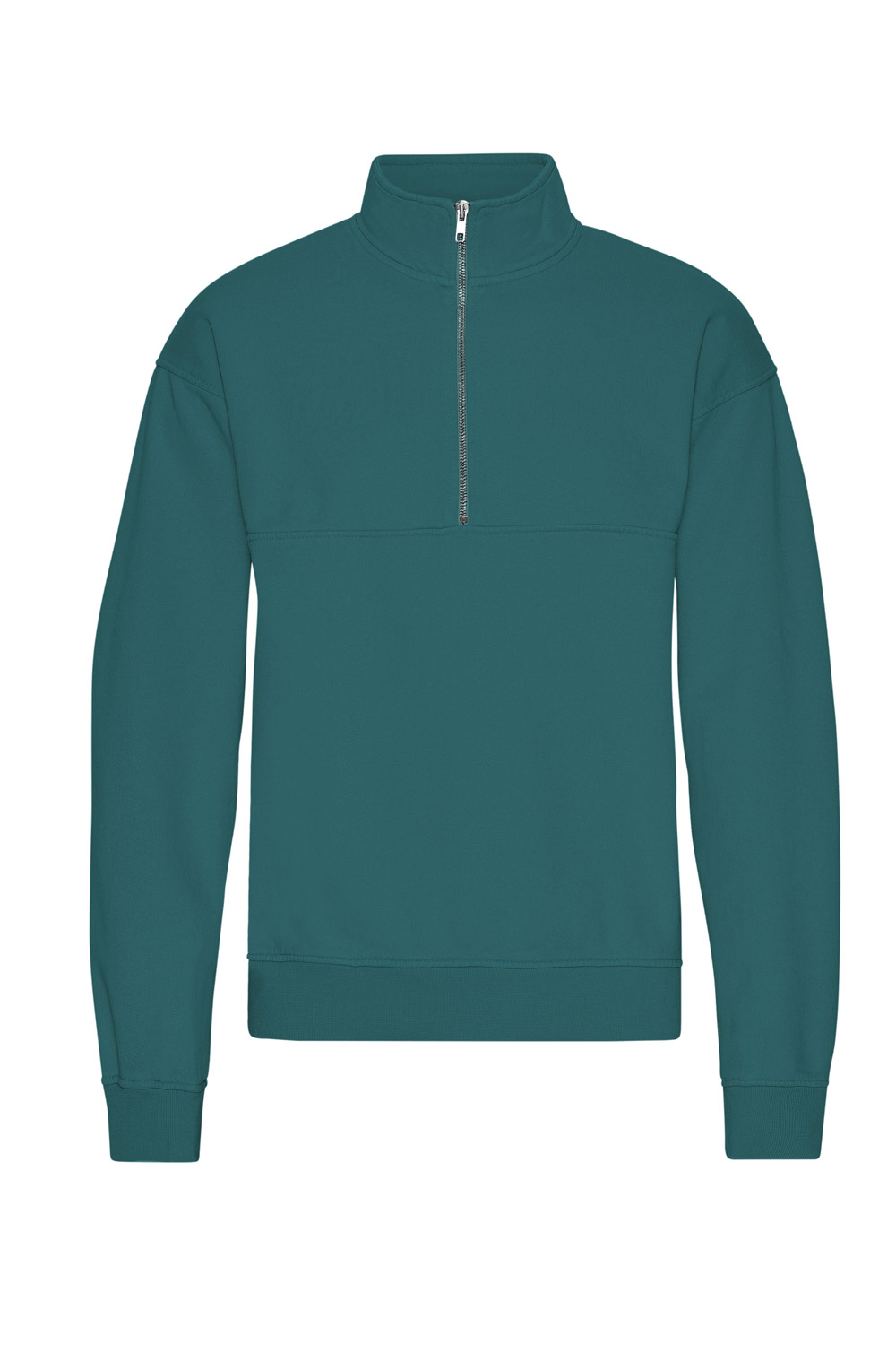 Zeegroene sweater trui met rits biokatoen