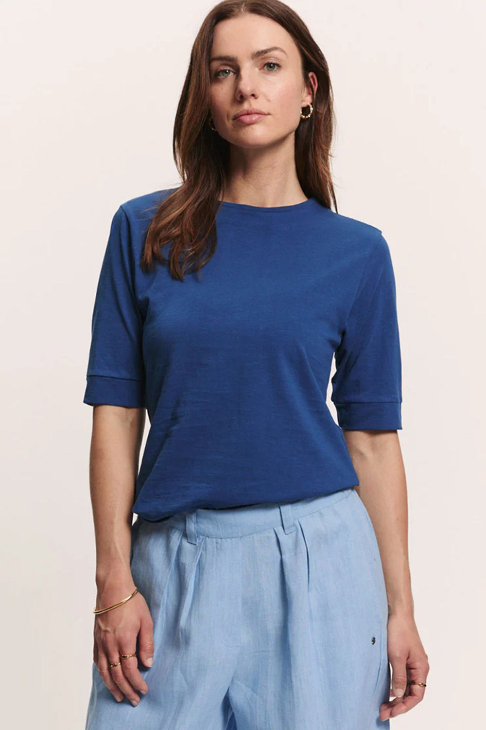 T-shirt biokatoen blauw