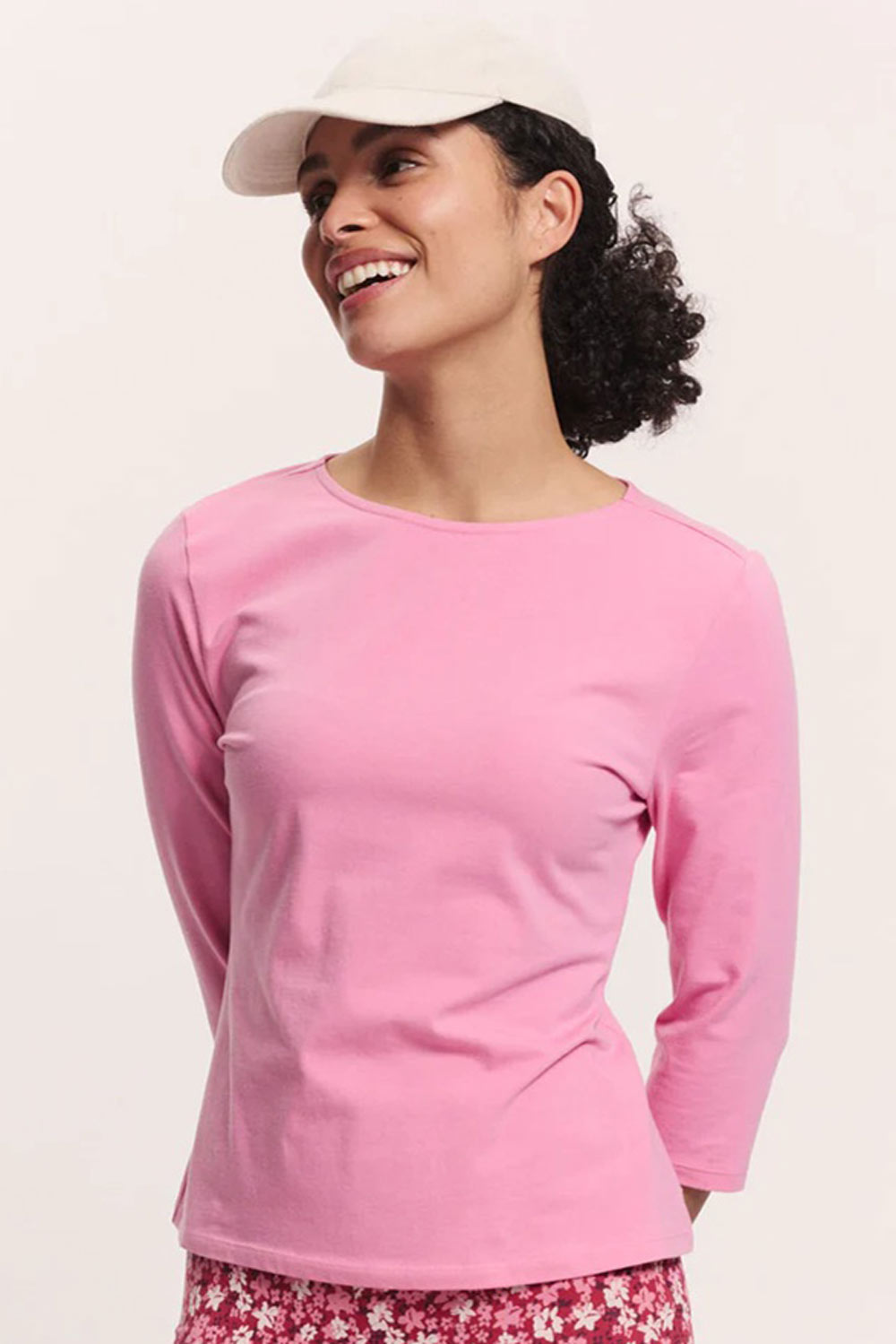 Shirt driekwart mouw biokatoen roze