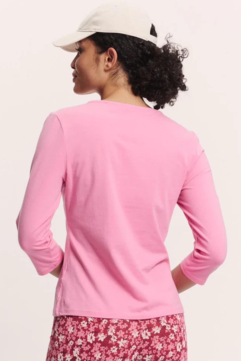 Shirt driekwart mouw biokatoen roze - Afbeelding 2