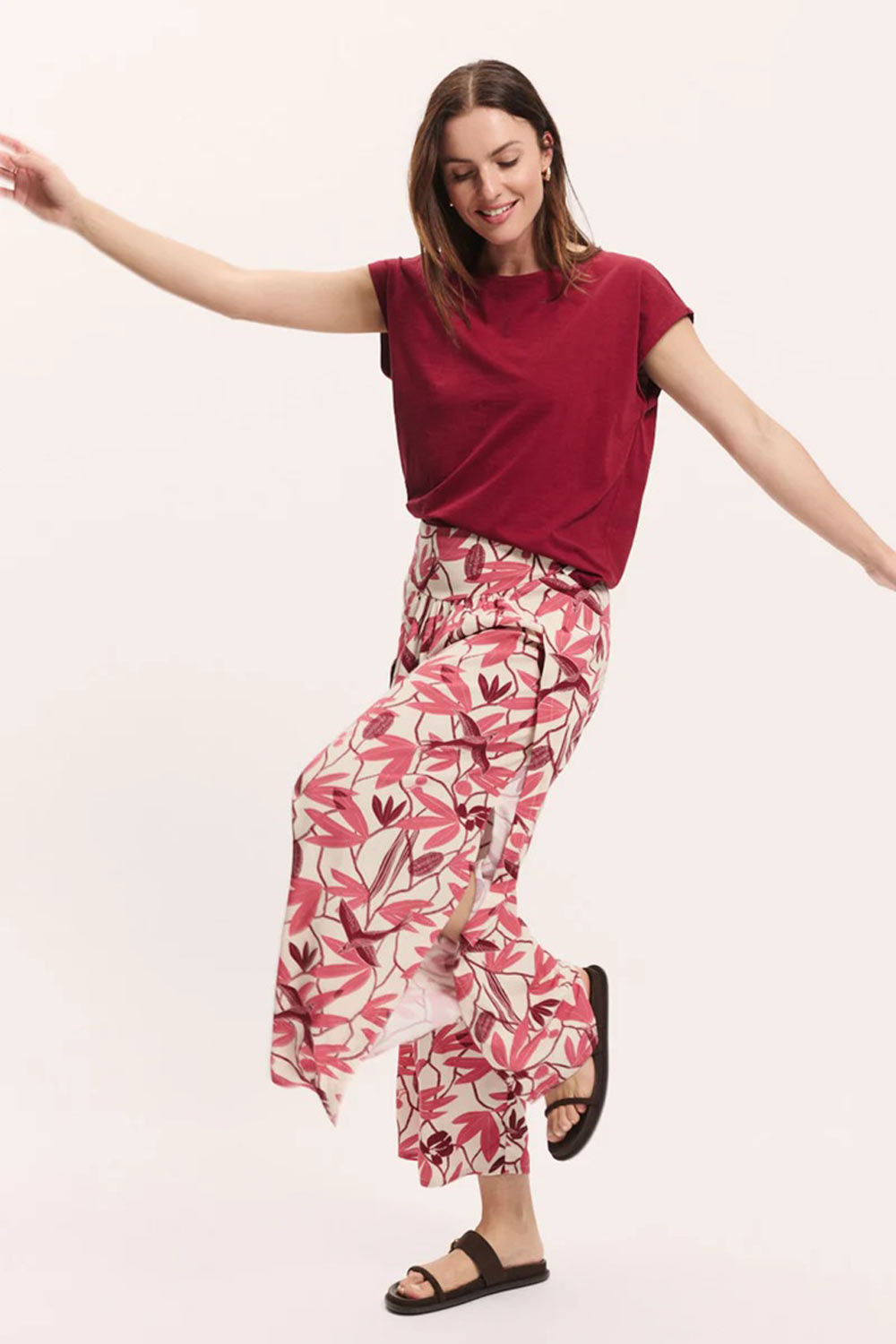 Wijde zomerbroek met bloemenprint - Afbeelding 3