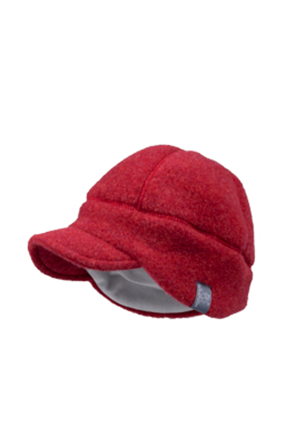 Merinowollen muts met klep rood