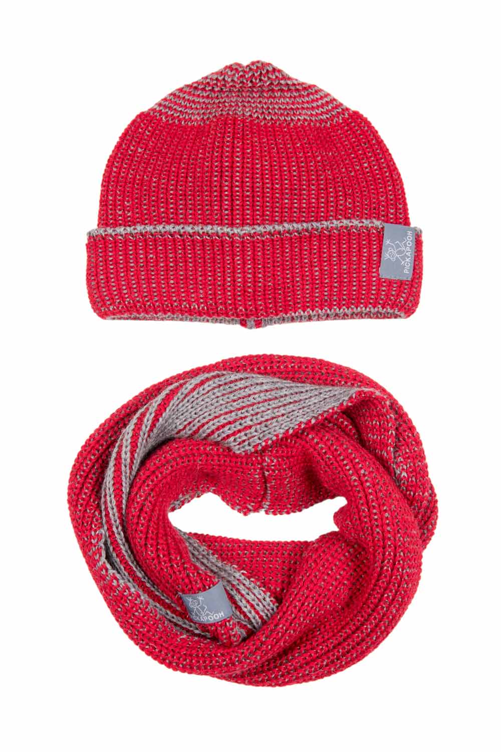 Gebreide merinowollen col sjaal rood - Afbeelding 2