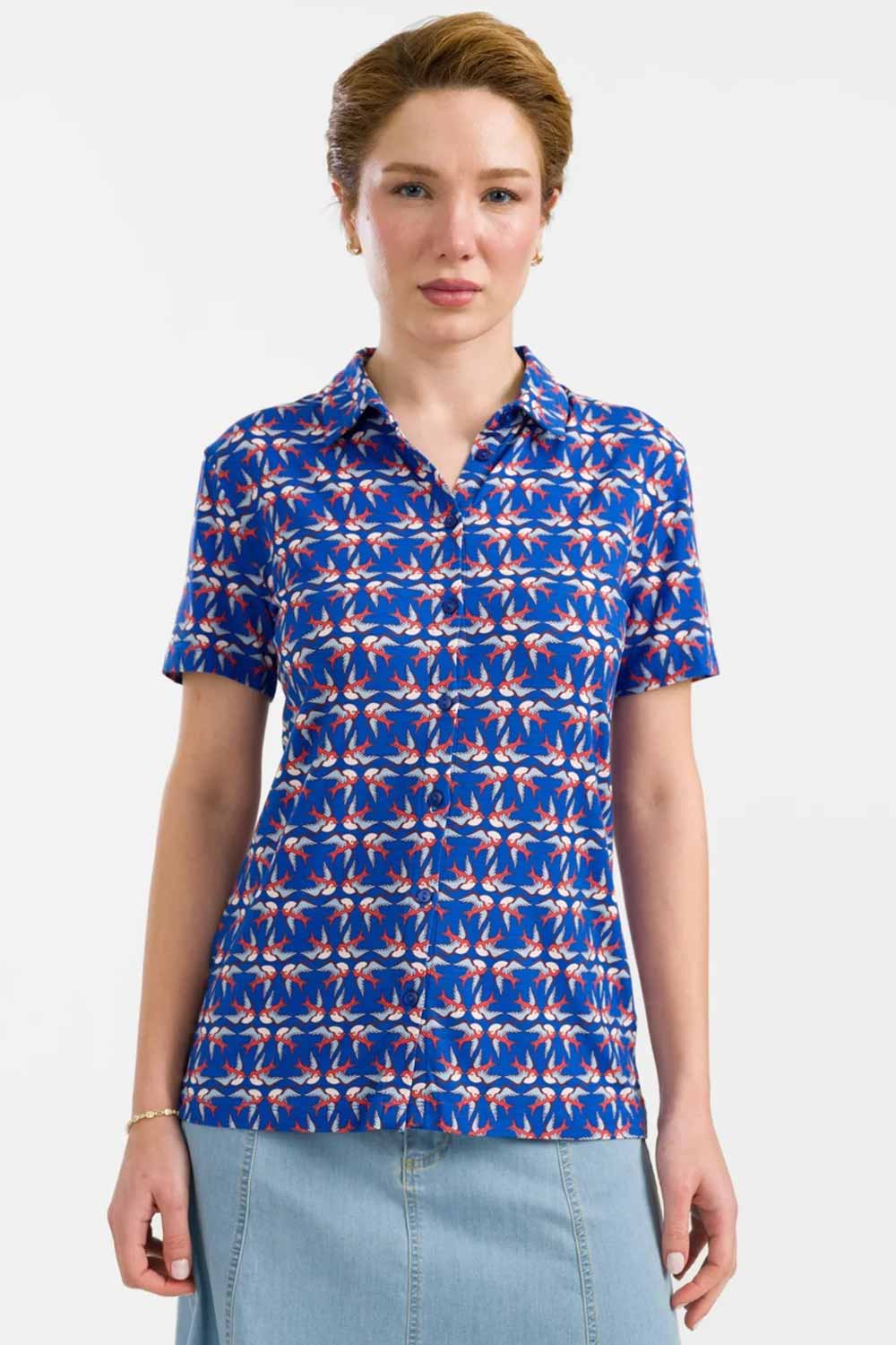Blouse met zwaluwen - Afbeelding 2