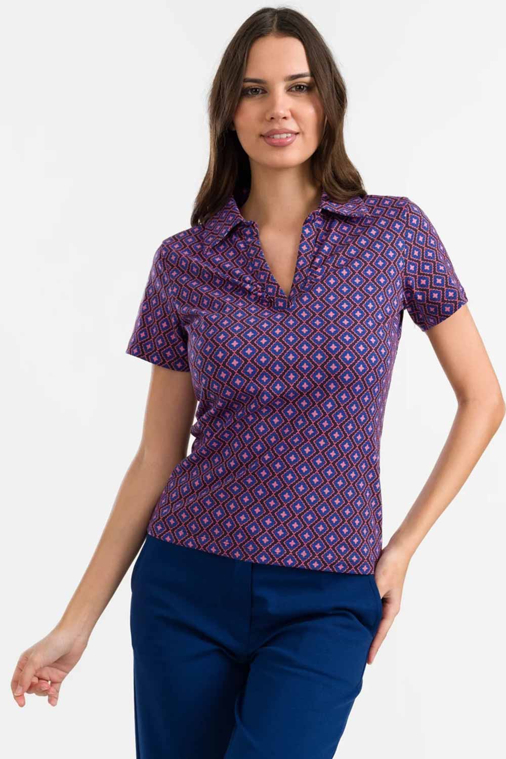 Shirt met kraagje en V-hals squares - Afbeelding 2