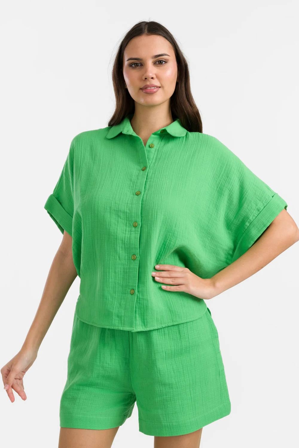Oversized zomer blouse biokatoen mousseline - Afbeelding 2