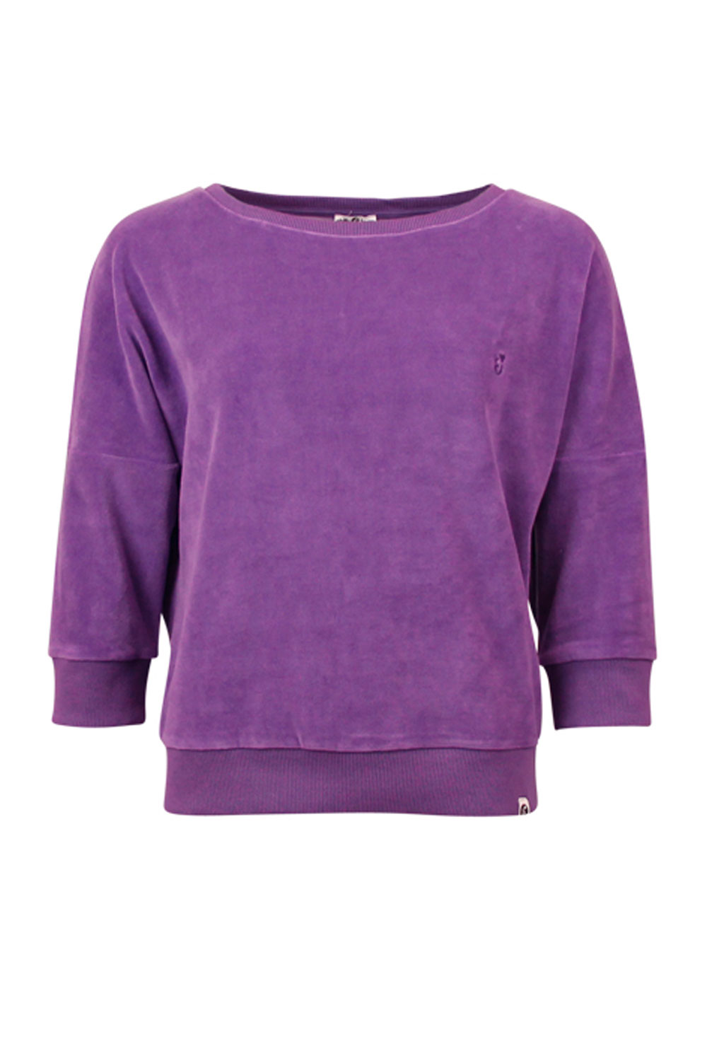 Sweater velours driekwart mouw paars