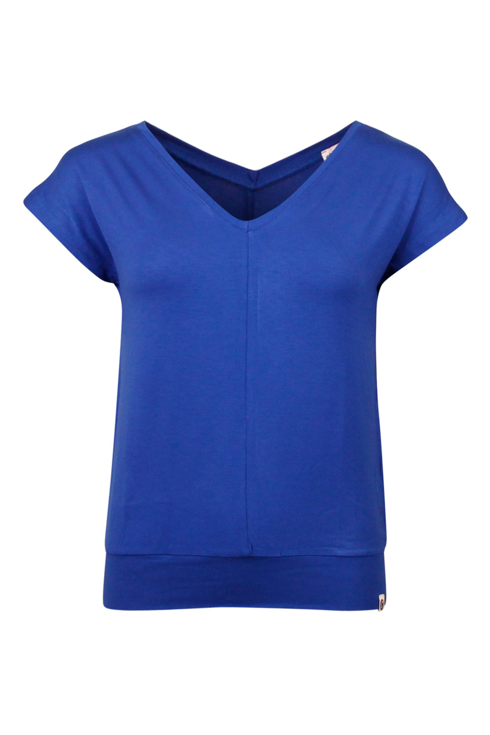 T-shirt v-hals voor en achter blauw