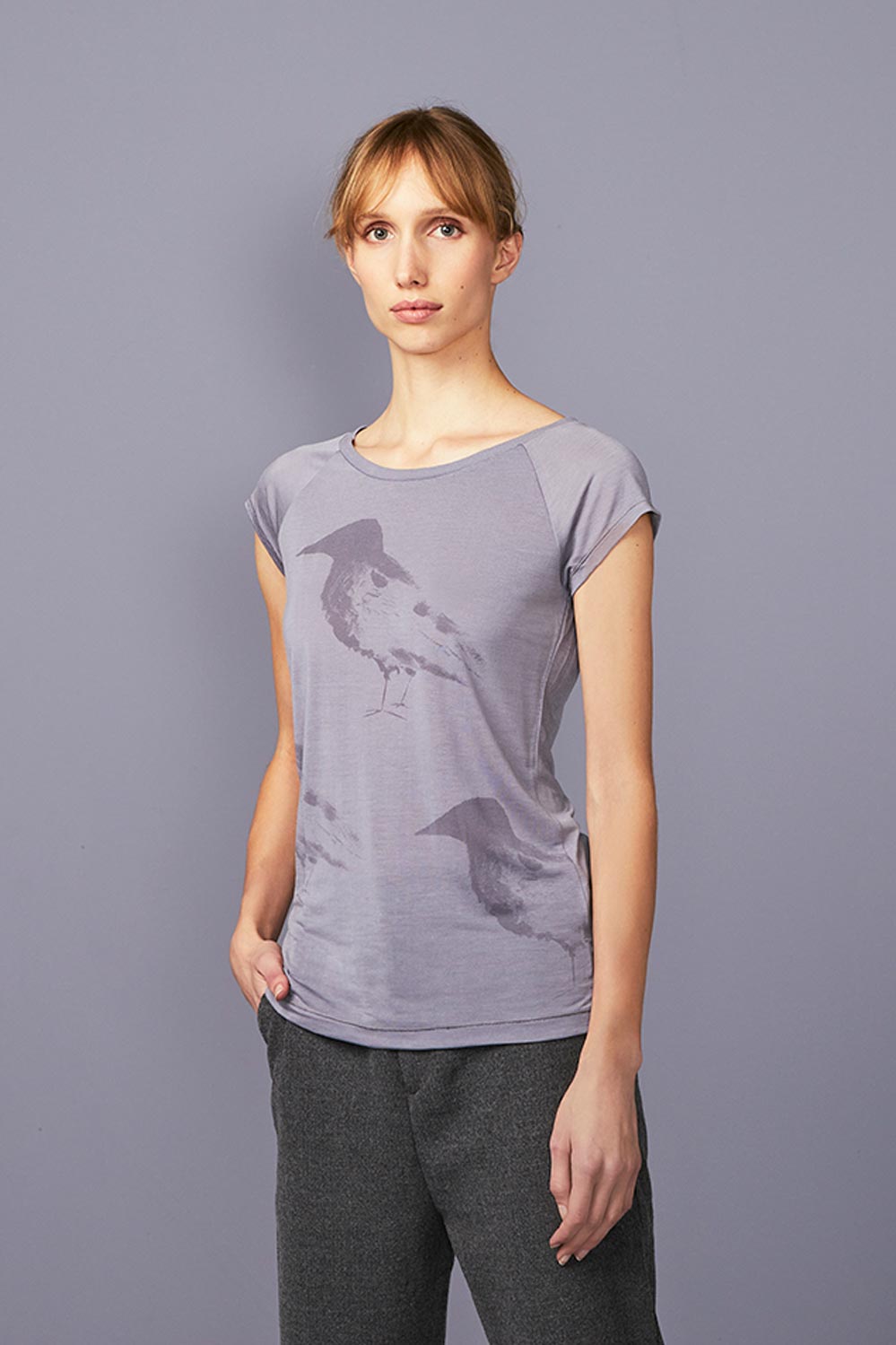 T-shirt tencel Raven grijs - Afbeelding 2