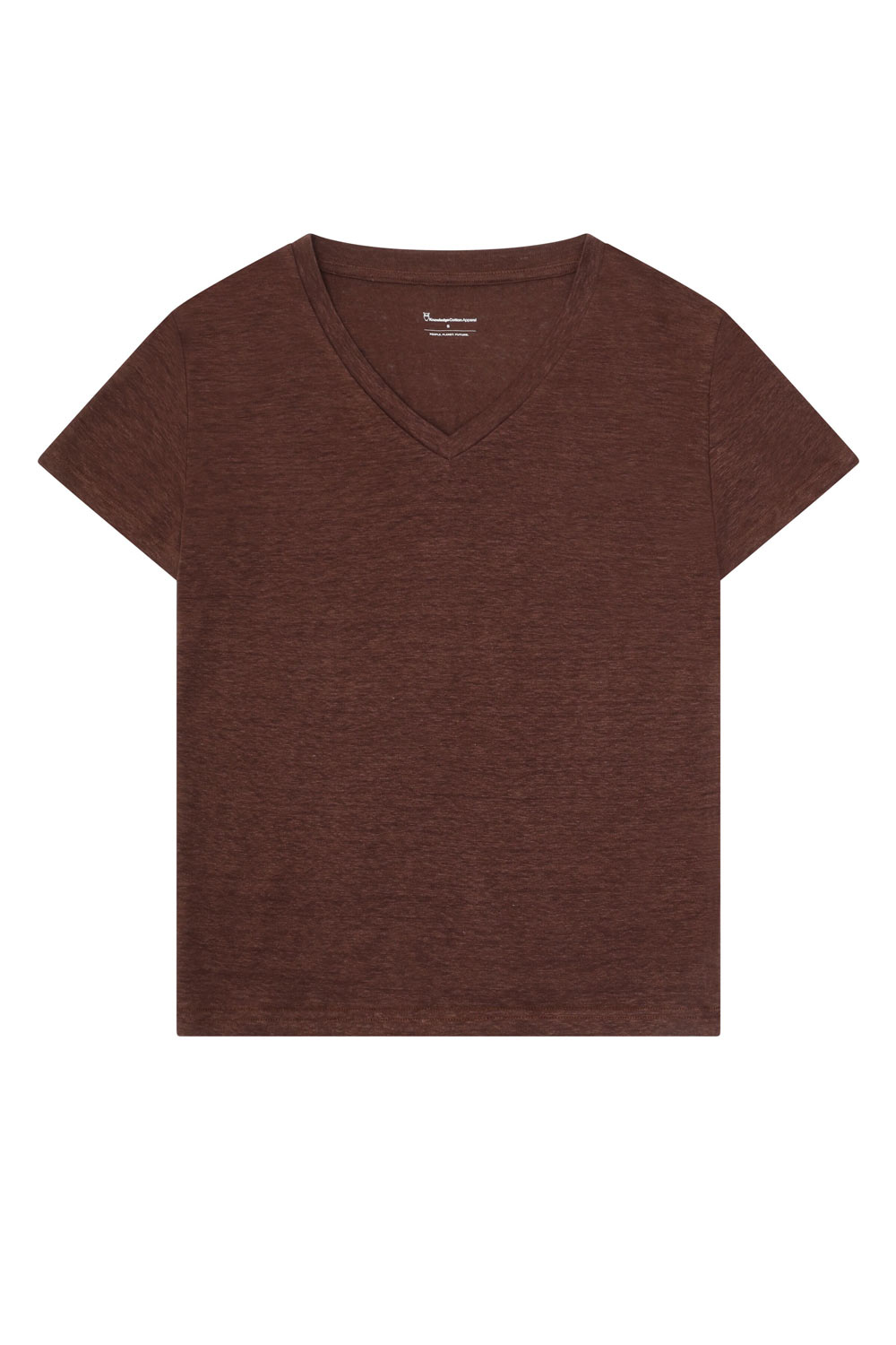 Bruin shirt v-hals 100% biolinnen - Afbeelding 2