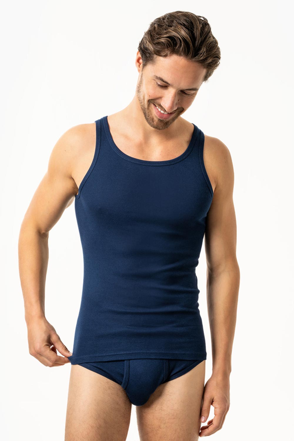 Herenhemd 100% biokatoen donkerblauw