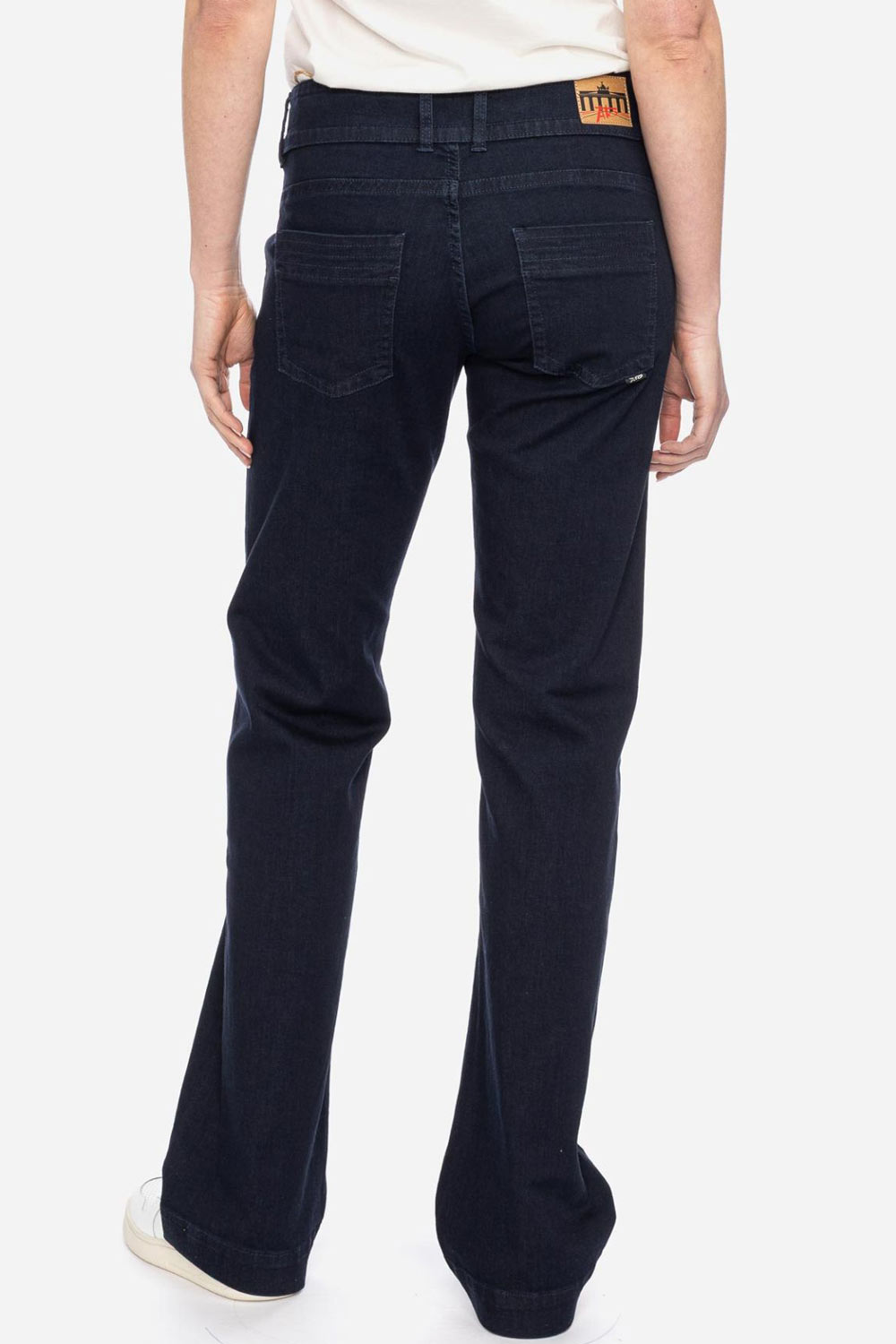 Damesjeans met wijdere pijp donkerblauw - Afbeelding 2