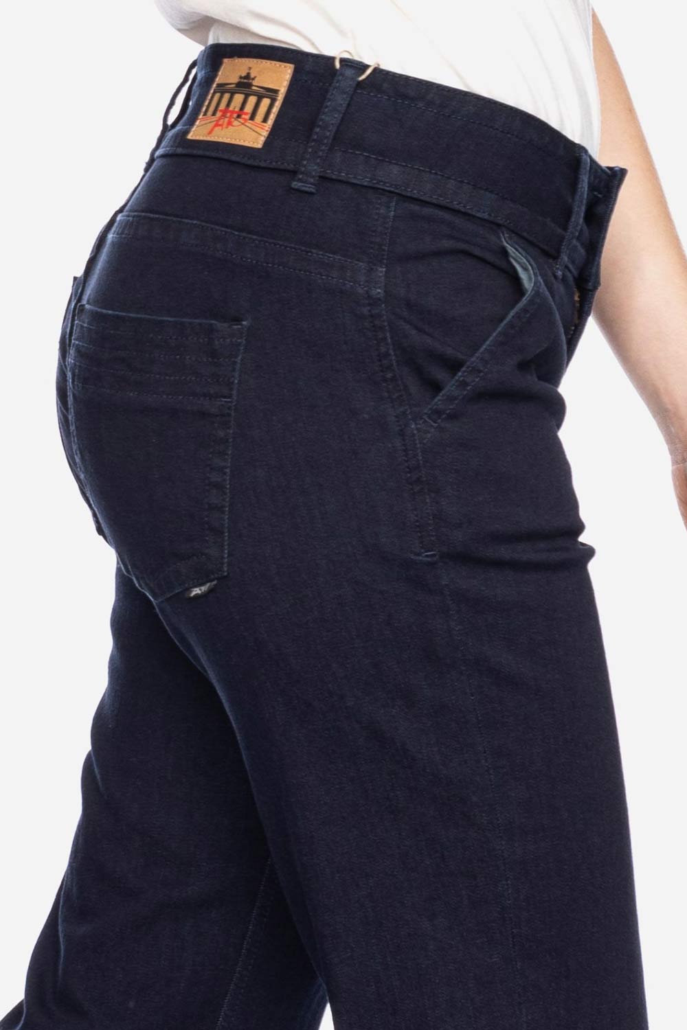 Damesjeans met wijdere pijp donkerblauw - Afbeelding 3