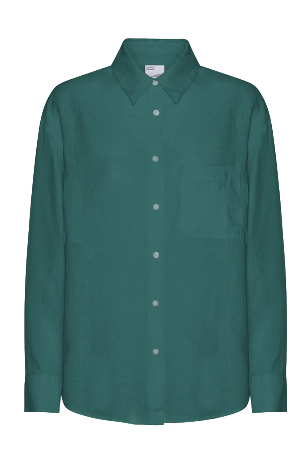 Oversized linnen overhemdblouse ocean green - Afbeelding 2