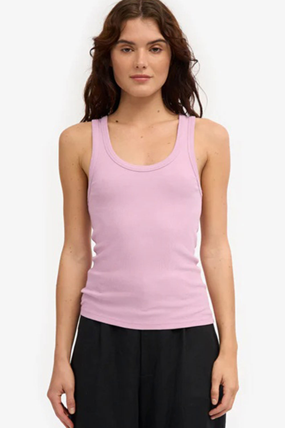 Tanktop rib biokatoen lila-roze - Afbeelding 2