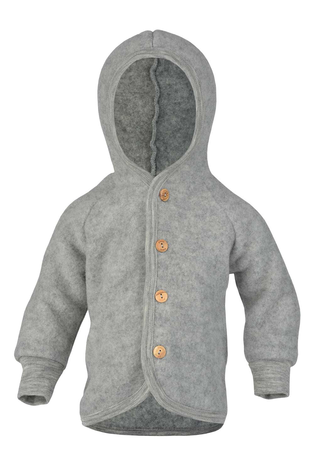Wollen fleecejasje 100% merino wol grijs