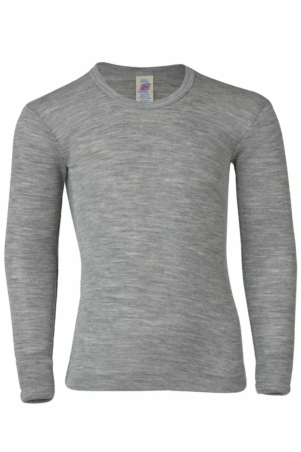 Effen kindershirt wol zijde grijs