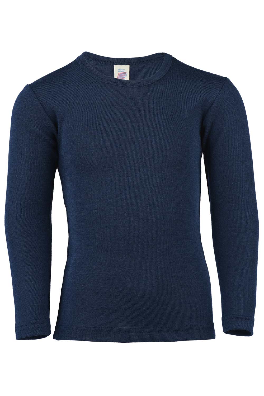 Effen kindershirt wol zijde donkerblauw