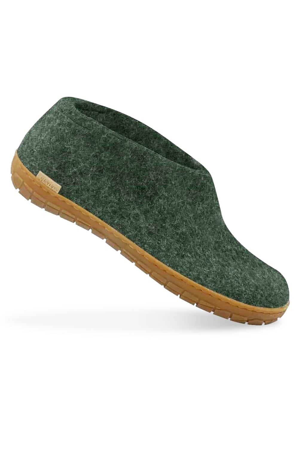 Wollen slof schoen - rubber zool - groen