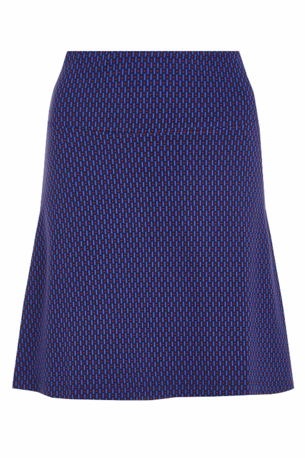 Rok met brede boord blauw rode print