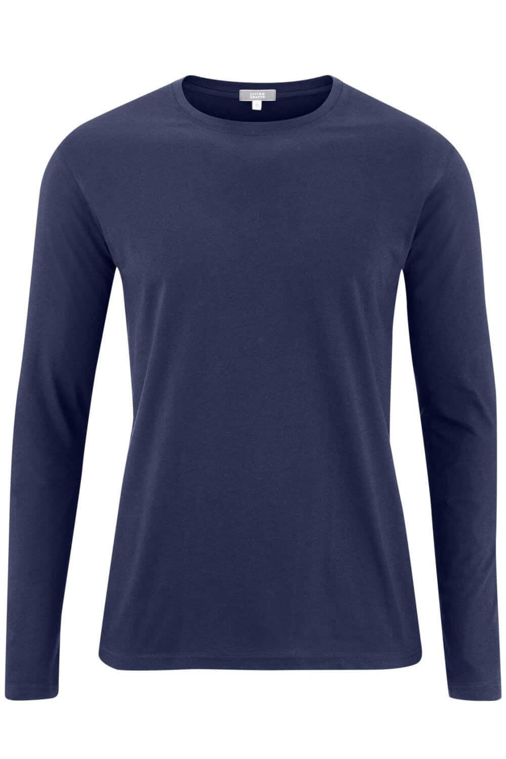 Heren longsleeve biokatoen donkerblauw