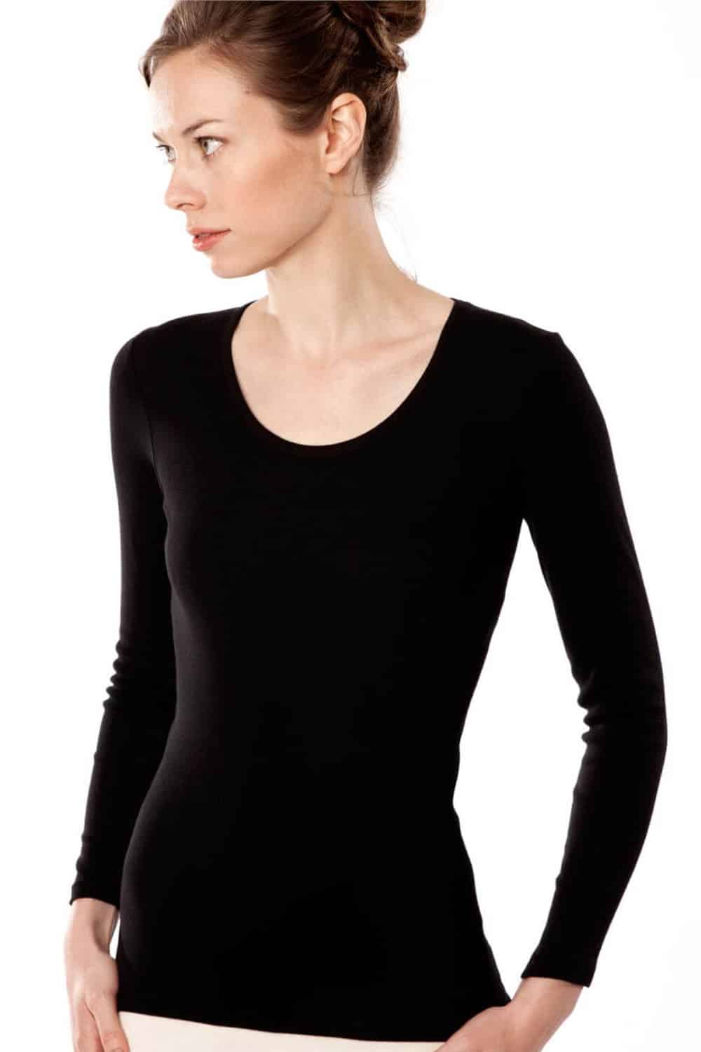 Shirt lange mouwen 100% biokatoen, zwart - Afbeelding 2