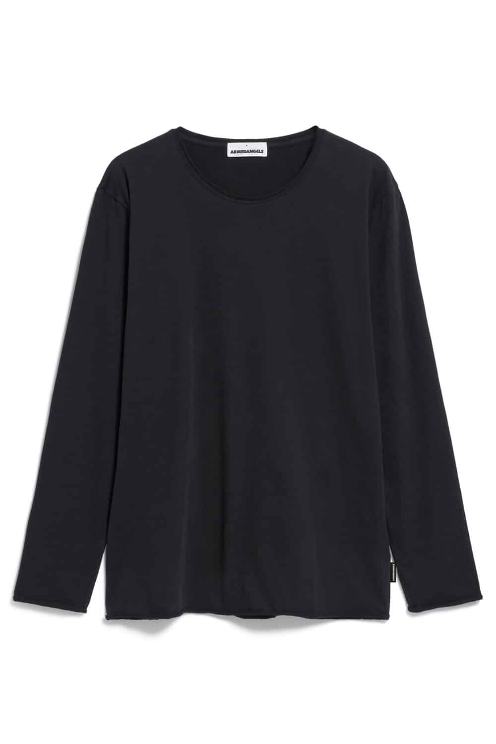 Biokatoenen longsleeve/dunne sweater zwart