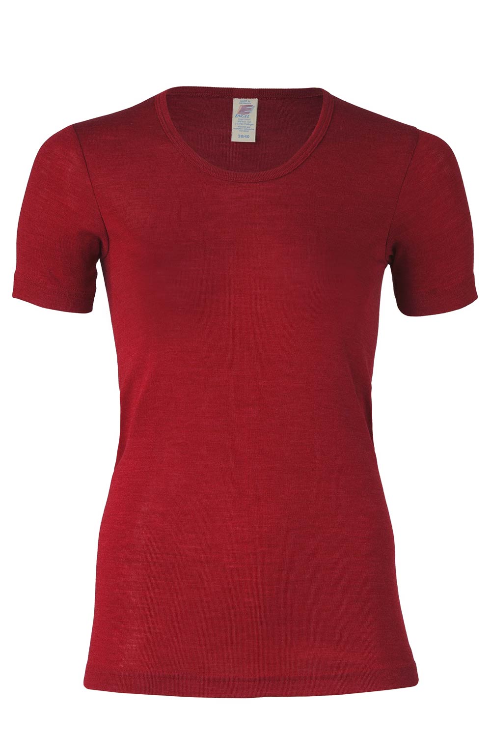 T-shirt wol-zijde korte mouw rood