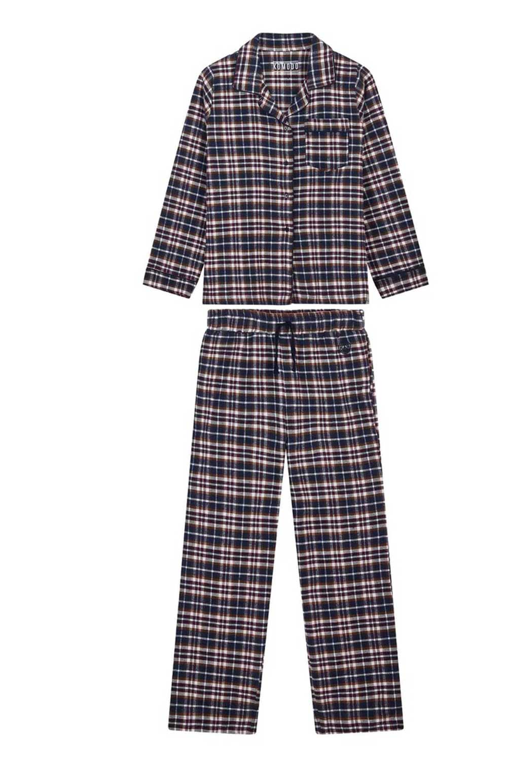 Unisex flanellen pyjama ruit donkerblauw