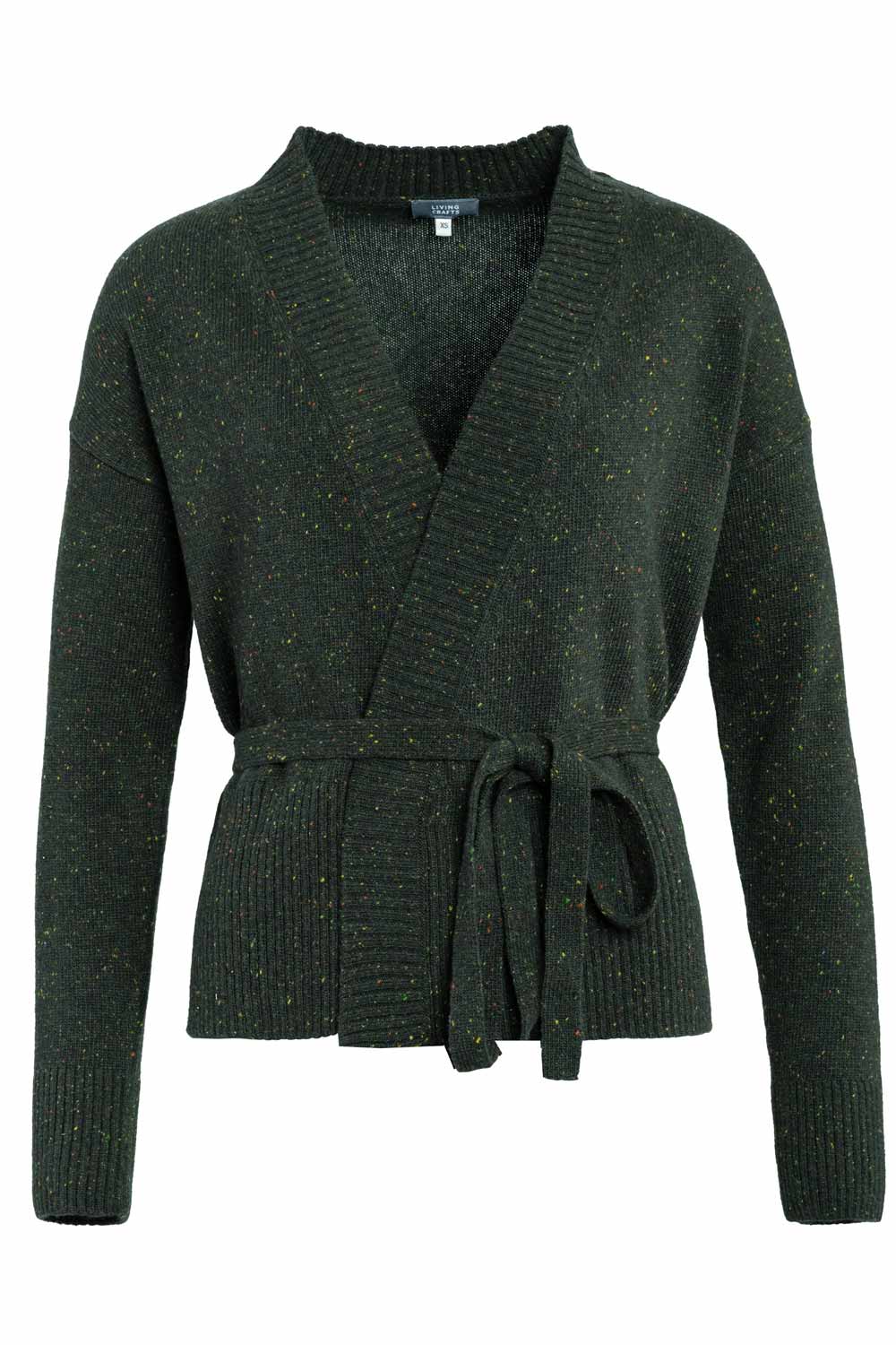 Wollen vest met ceintuur groen