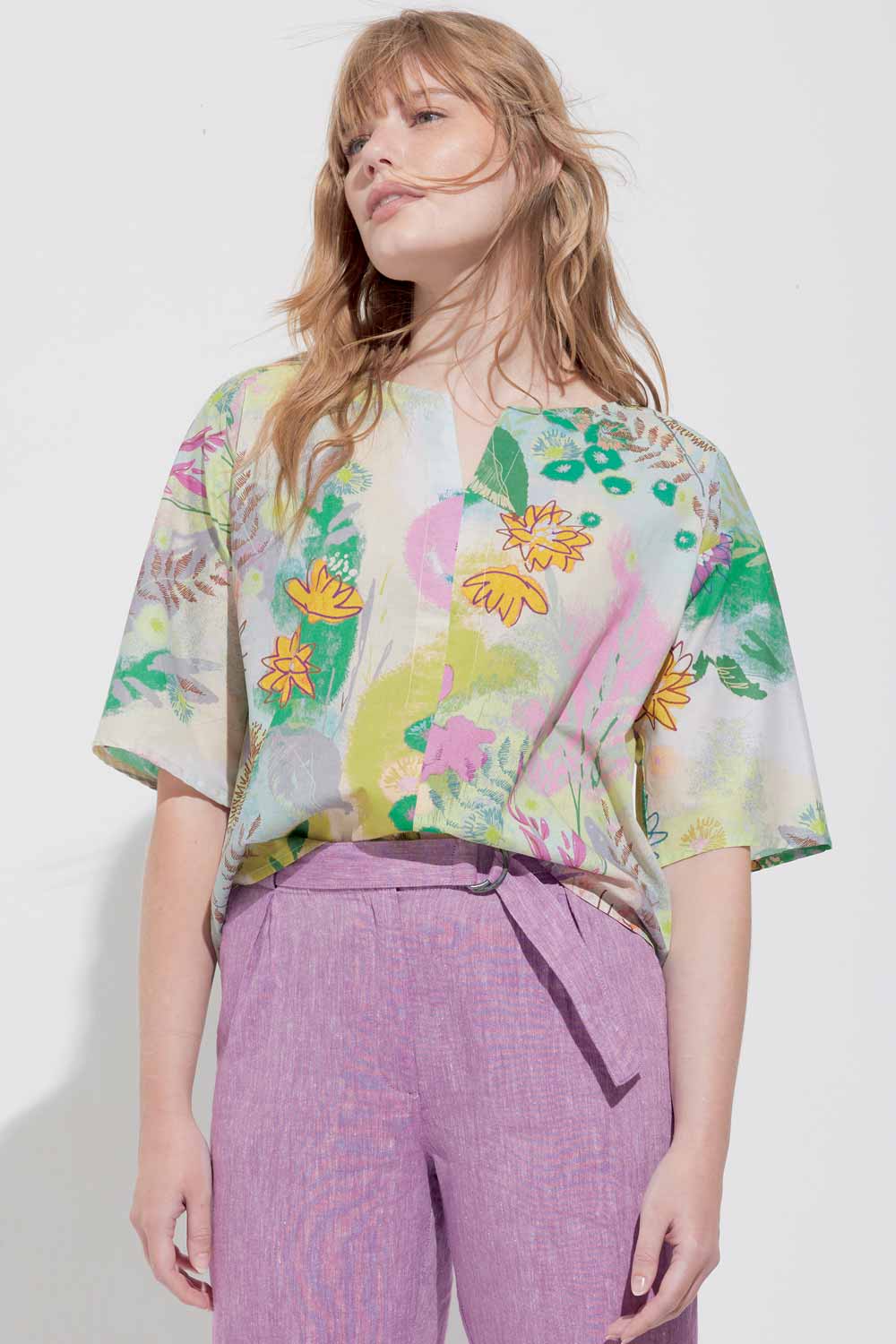 Korte broek linnen - biokatoen violet