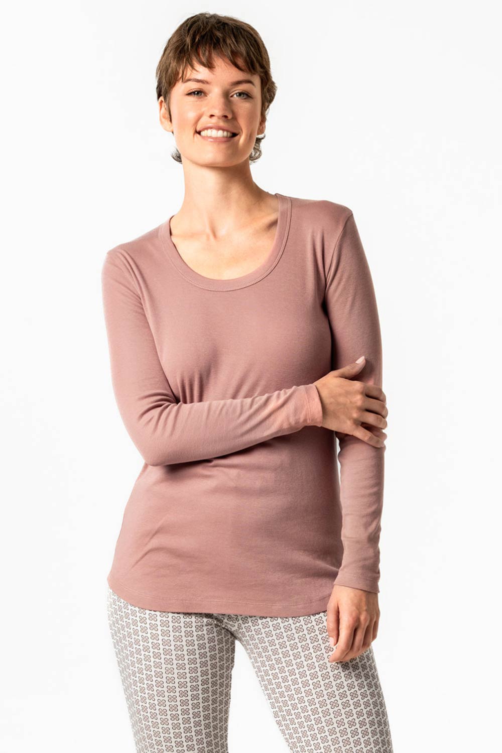 Slaapshirt lange mouw roze - Afbeelding 2