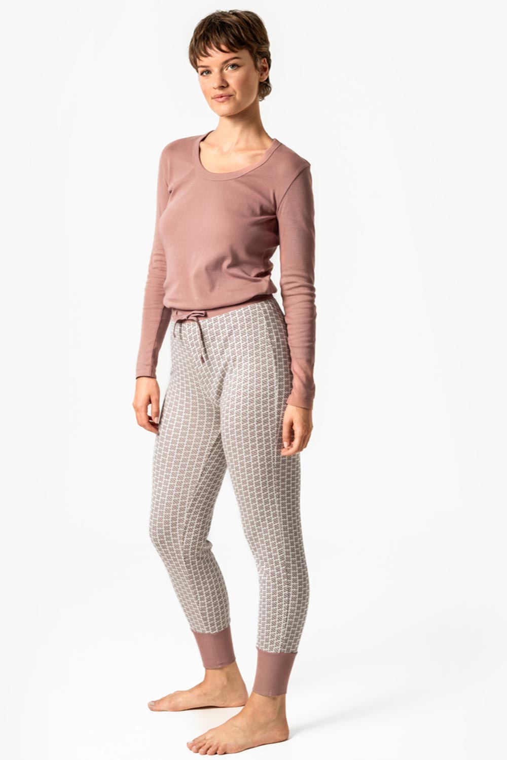 Slaapshirt lange mouw roze - Afbeelding 4