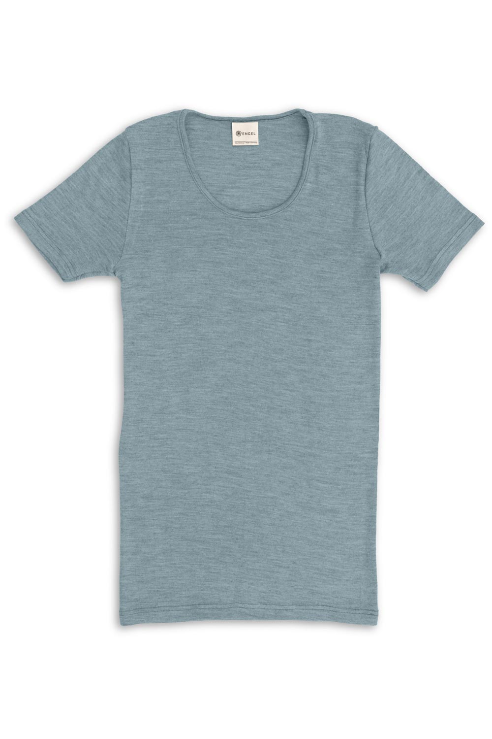 T-shirt wol-zijde korte mouw lichtblauw - Afbeelding 2