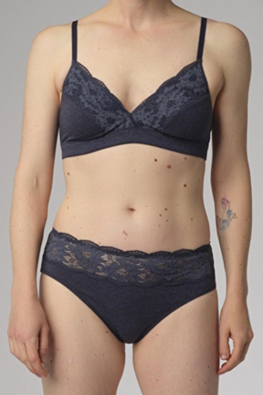 Brasil slip biokatoen blauw melange - Afbeelding 2