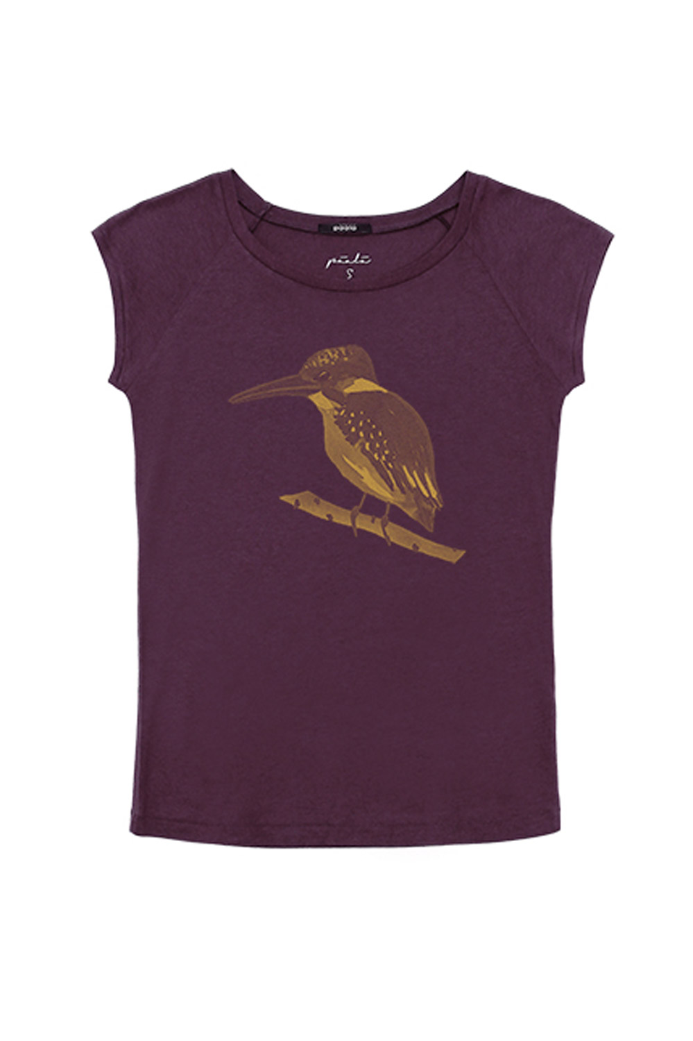 T-shirt ijsvogel aubergine bamboe-biokatoen