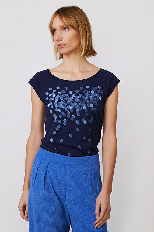 T-shirt petrichor donkerblauw bamboe-biokatoen - Afbeelding 2